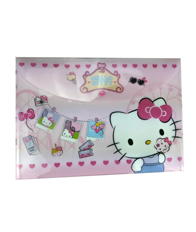 A4 Πλαστικός Φάκελος PP με Κουμπί HELLO KITTY σε χρώμα Ροζ PP  335-71580