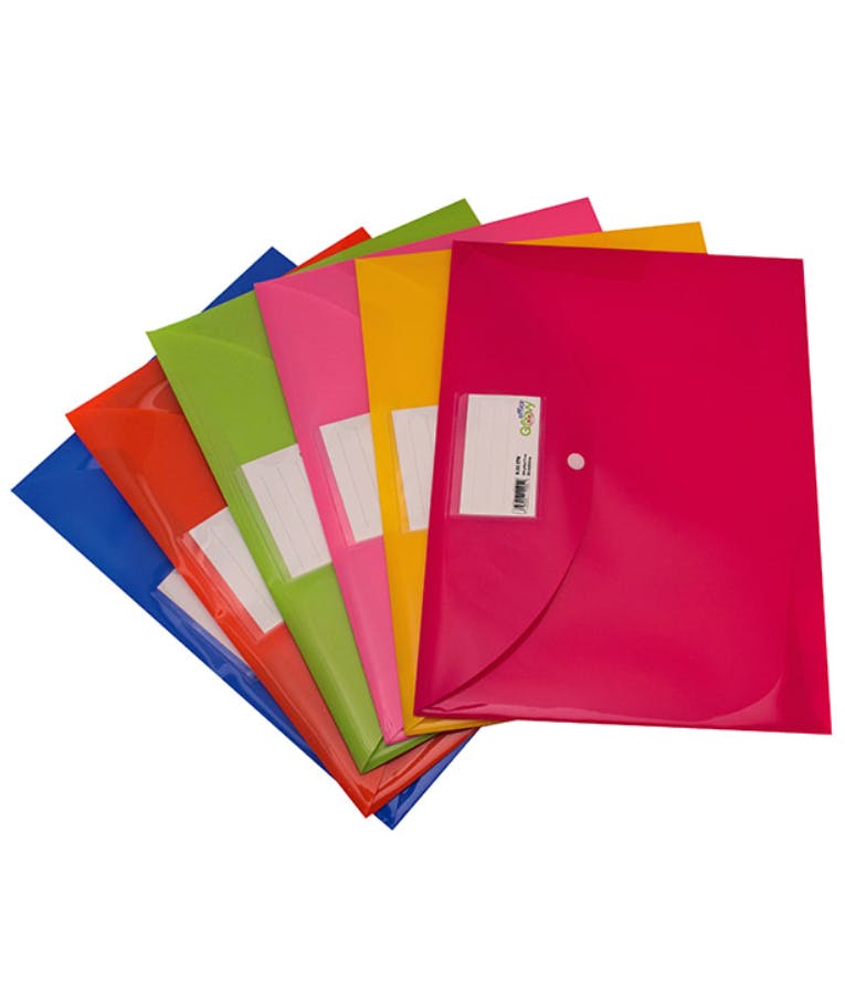 A4 Πλαστικός Φάκελος PP με Κουμπί και Ετικέτα 26χ36 Διάφορα Χρώματα  0.32.078