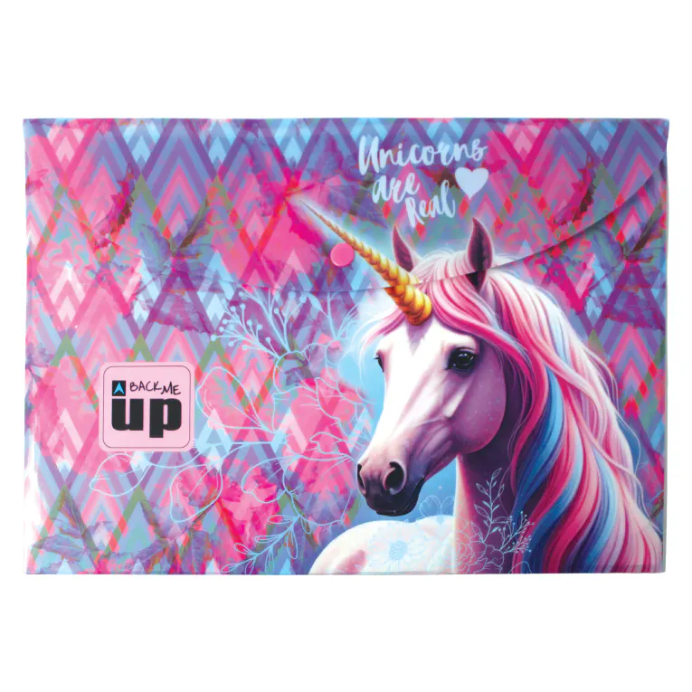 GIM - A4 Πλαστικός Φάκελος PP με Κουμπί PASTEL UNICORN PP BACK ME UP 357-41580