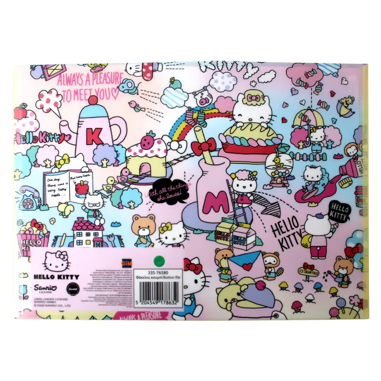 GIM - A4 Πλαστικός Φάκελος PP με Κουμπί HELLO KITTY PP 335-76580