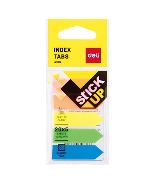 DELI -  Σελιδοδείκτες Film Βέλος 5 Χρώματα PP 12x43mm 5x20 sheets A10602