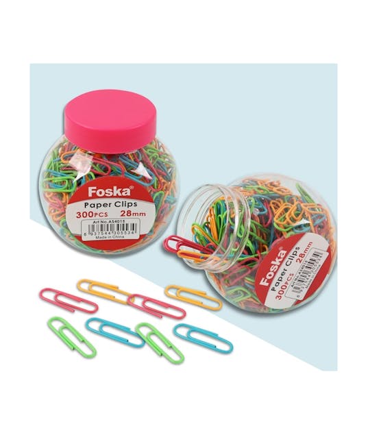 FOSKA - Foska Συνδετήρες Χρωματιστοί 28mm σε Βάζο 300τμχ