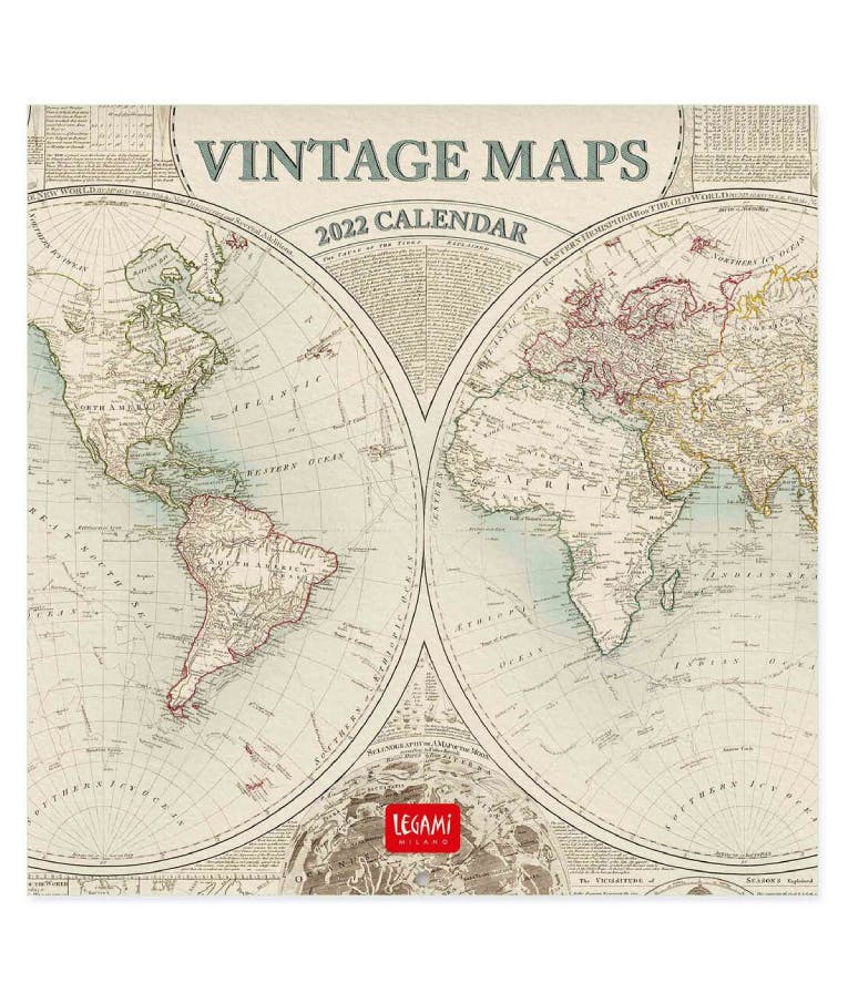 Legami Uncoated Paper Calendar 2022 Vintage Maps 18x18cm Ημερολόγιo Τοίχου από Χαρτόνι Vintage Maps 18x18cm CAL22145
