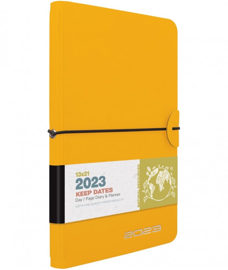 2023 Ημερήσιο Ημερολόγιο KEEP DATES με Μαλακό Εξώφυλλο και Λάστιχο |Διάσταση 13x21 Αρ.Φύλλων 392 70gr Κίτρινο  623-3513-82
