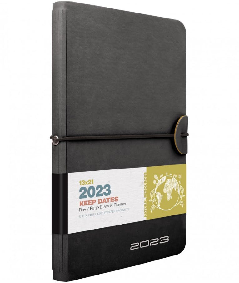 2023 Ημερήσιο Ημερολόγιο KEEP DATES με Μαλακό Εξώφυλλο και Λάστιχο |Διάσταση 13x21 Αρ.Φύλλων 392 70gr Γκρι  623-3513-92