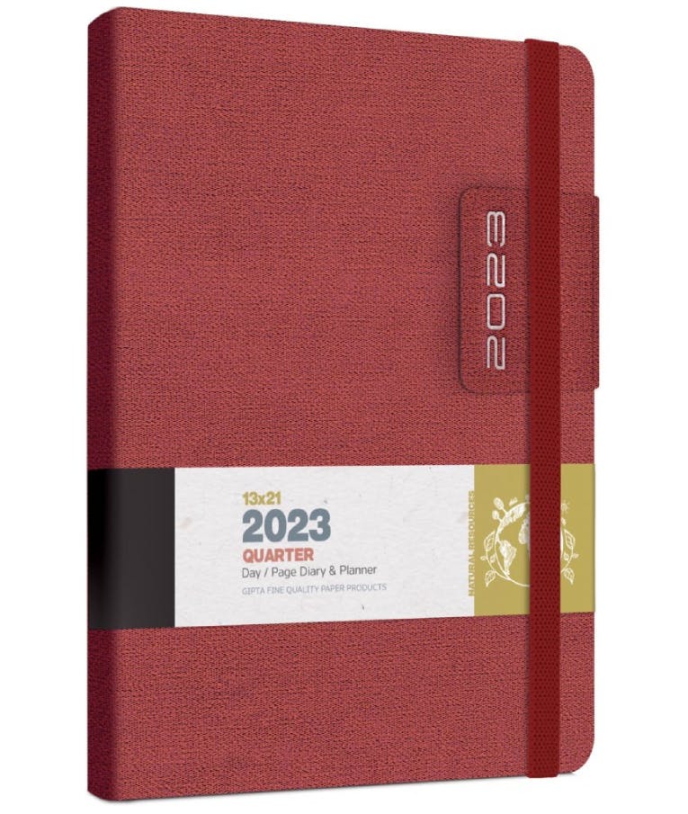 2023 Ημερήσιο Ημερολόγιο QUARTER με Μαλακό Εξώφυλλο και Λάστιχο |Διάσταση 13x21 Αρ.Φύλλων 392 70gr Κόκκινο