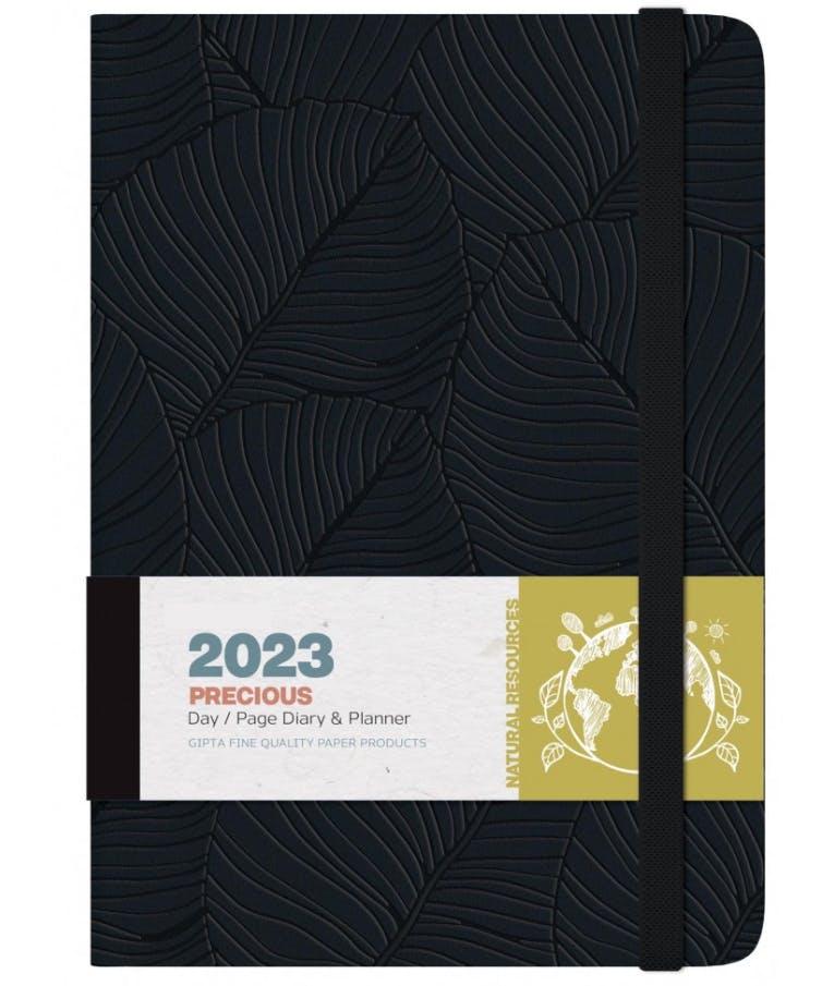 2023 Ημερήσιο Ημερολόγιο PRESIOUS με Σκληρό Εξώφυλλο και Λάστιχο |Διάσταση 12x17 Αρ.Φύλλων 392 70gr Μαύρο  623-3412-19