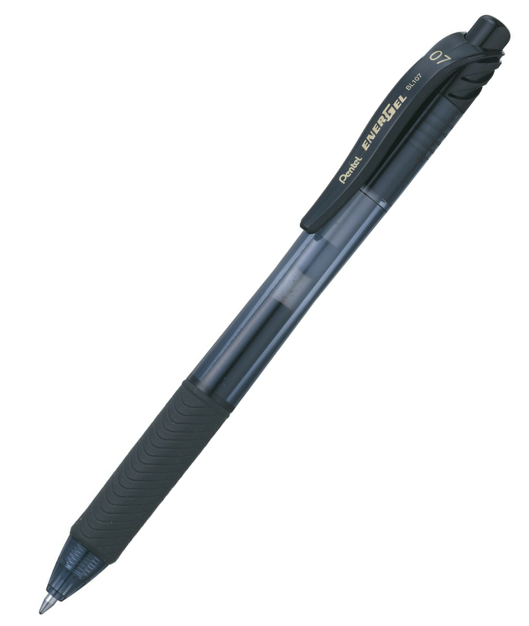 PENTEL -  Στυλό Energel X με κουμπί 0.7 Metal Tip Υγρής Μελάνης Μαύρο Metal Tip BL107-A