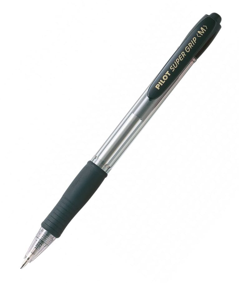 Pilot Στυλό Ballpoint Super Grip 1.0mm (Medium) με Μαυρο Mελάνι Λαδιού και Κουμπί BPGP-10R-MB