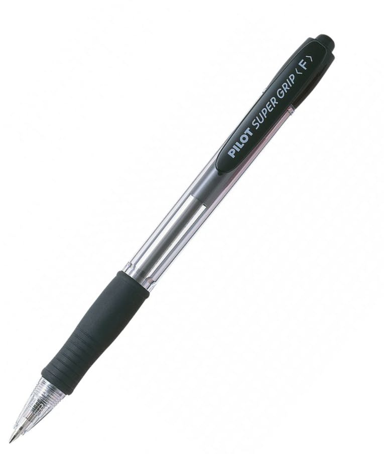 Pilot Στυλό Ballpoint Super Grip 0.7mm (Fine) με Μαυρο Mελάνι Λαδιού και Κουμπί BPGP-10R-FB