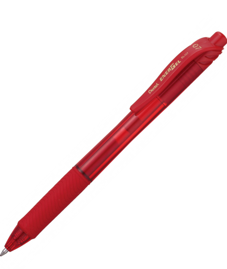 PENTEL -  Στυλό Energel X με κουμπί 0.7 Metal Tip Υγρής Μελάνης Κόκκινο Metal Tip BL107-B