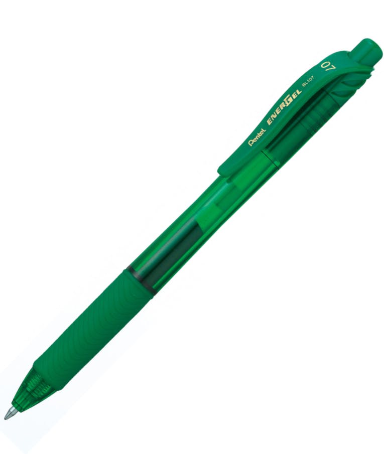 PENTEL -  Στυλό Energel X με κουμπί 0.7 Metal Tip Υγρής Μελάνης Πράσινο Metal Tip BL107-D