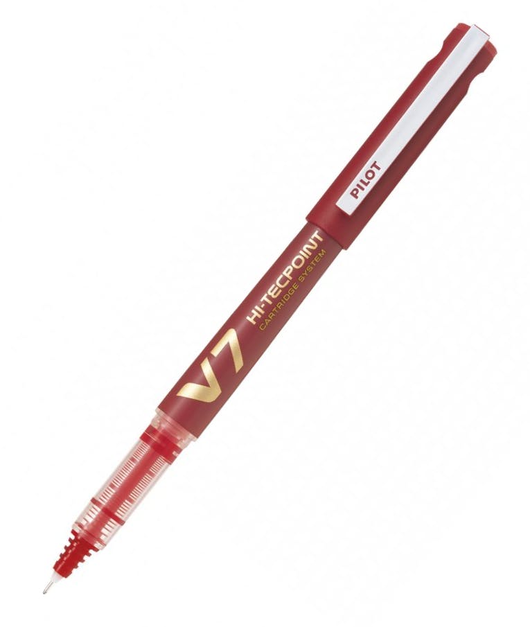 Pilot Στυλό Rollerball Υγρής Μελάνης 0.7mm Medium με Κόκκινο Mελάνι Hi-Tecpoint Refillable με καπάκι BX-V7R