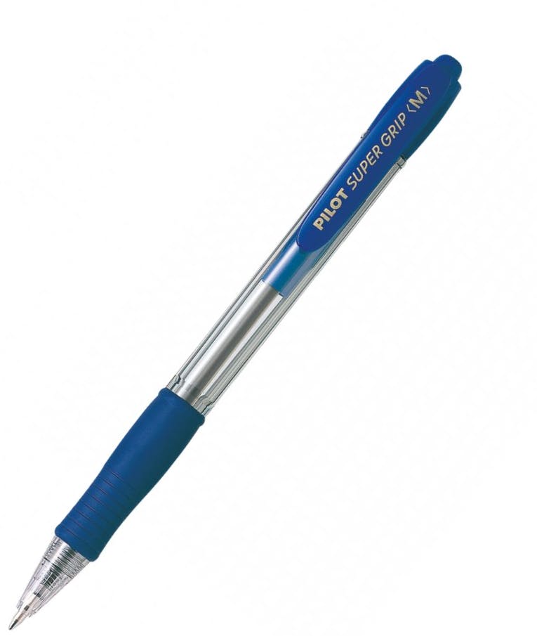 Pilot Στυλό Ballpoint Super Grip 1.0mm (Medium) με Μπλε Mελάνι Λαδιου και Κουμπί BPGP-10R-ML