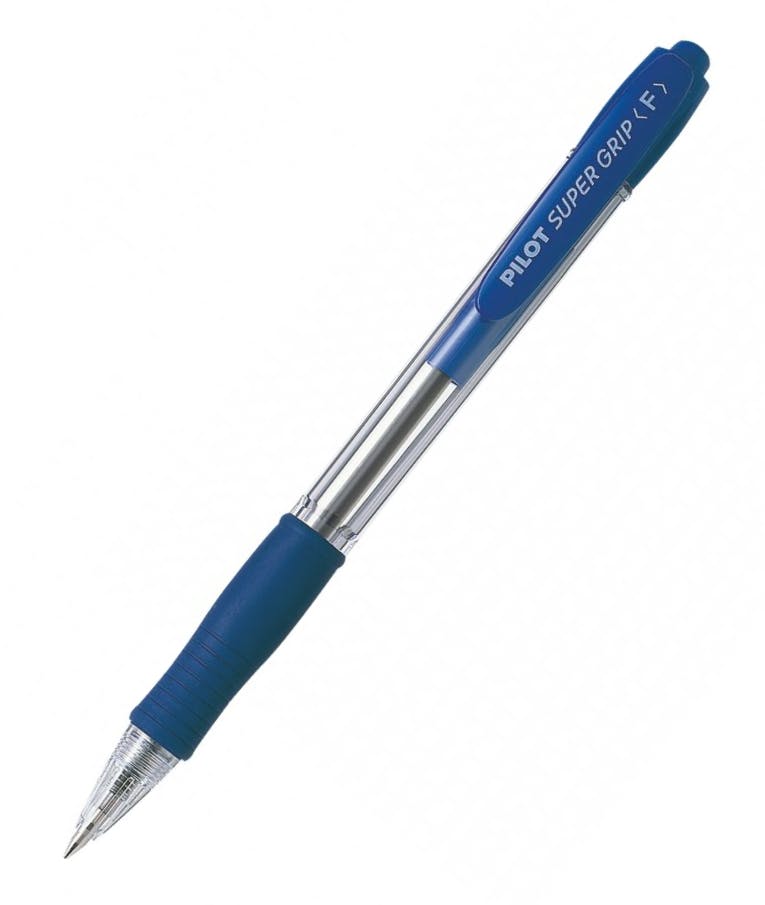 Pilot Στυλό Ballpoint Super Grip 0.7mm (Fine) με Μπλε Mελάνι Λαδιού και Κουμπί BPGP-10R-F-L