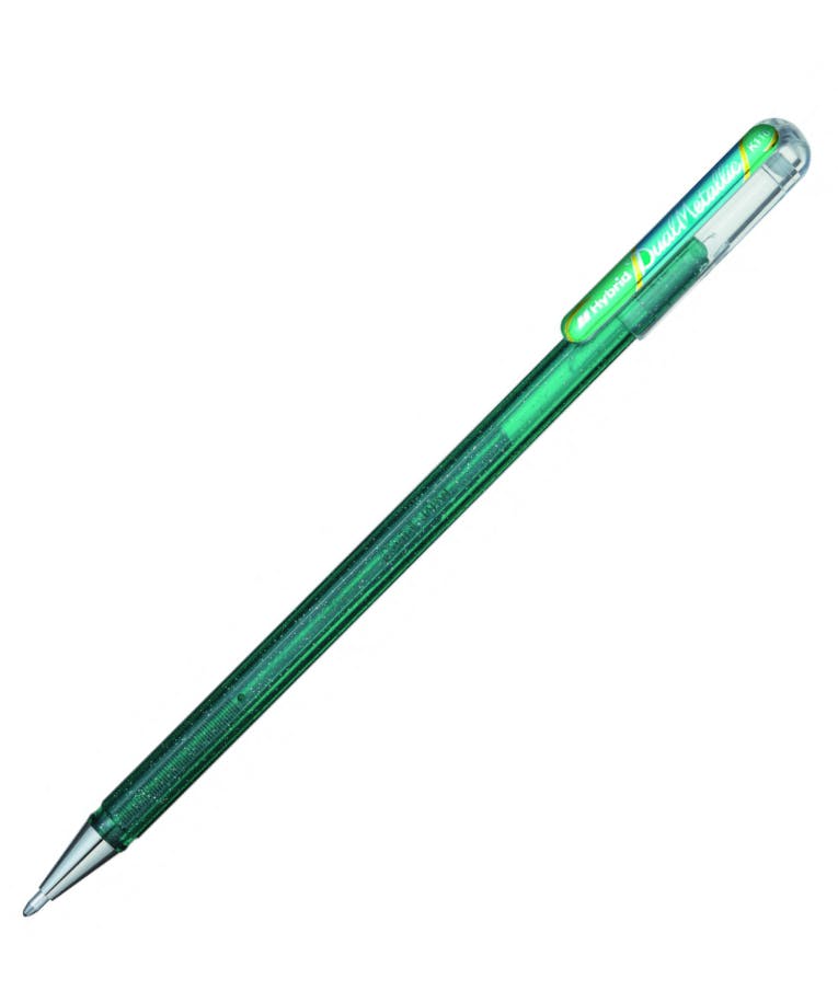 Pentel Στυλό Gel 1.0mm με Χρυσο Mελάνι Hybrid Dual Metallic  METAL TIP 1.0 K110-DΧΧ Glitter