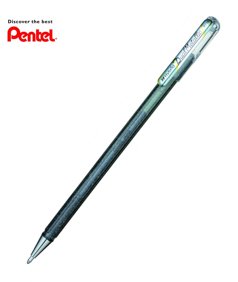 Pentel Στυλό Gel 1.0mm με Ασημί Mελάνι Hybrid Dual Metallic K110DZ Glitter