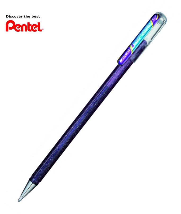 Pentel Στυλό Gel 1.0mm με Μωβ Mελάνι Hybrid Dual Metallic K110DV Glitter