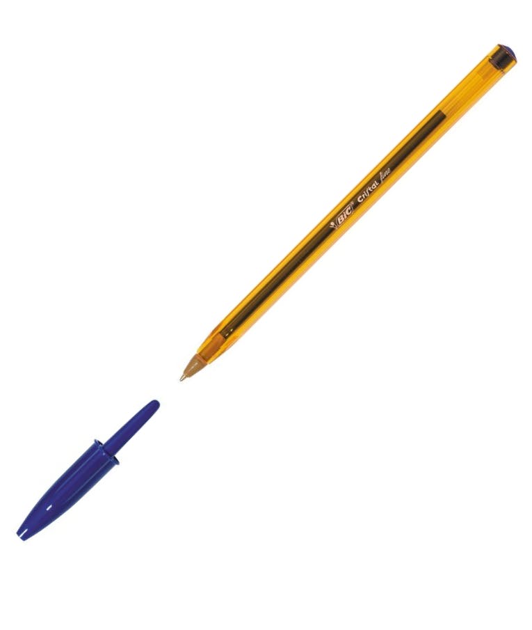 Στυλό  Cristal Fine Μπλε  Σώμα Πορτοκαλί 0.8mm με καπάκι  872730
