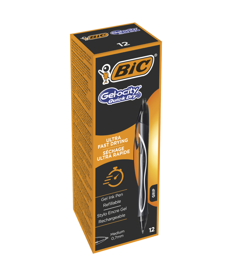BIC - Bic Στυλό 0.7mm με Μαυρο Mελάνι Gel-ocity Quick Dry με Grip 949873