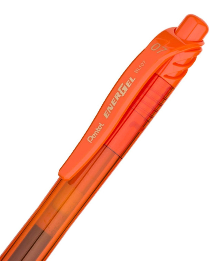 PENTEL -  Στυλό Energel X με κουμπί 0.7 Metal Tip Υγρής Μελάνης Πορτοκαλί Lime Metal Tip  BL107-F