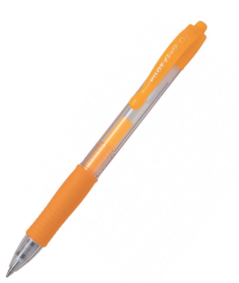 Στυλό Pilot G-2 0.7 Neon Πορτοκαλί Roller Ball Pen Fine Neon Orange και Κουμπί BL-G2-7-NO