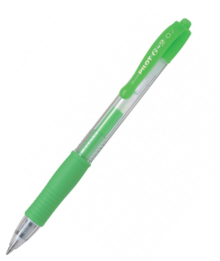 PILOT - Στυλό Pilot G-2 0.7 Neon Πράσινο Roller Ball Pen Fine Green και Κουμπί BL-G2-7-NG