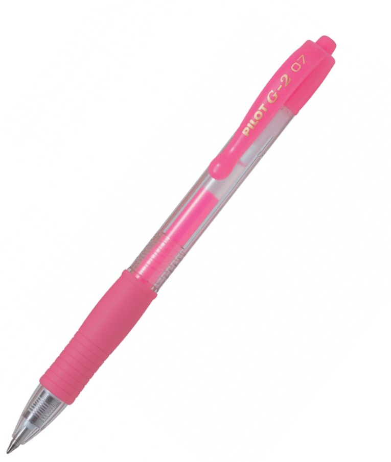 PILOT - Στυλό Pilot G-2 0.7 Neon Ροζ Roller Ball Pen Fine Neon Pink και Κουμπί BL-G2-7-NP