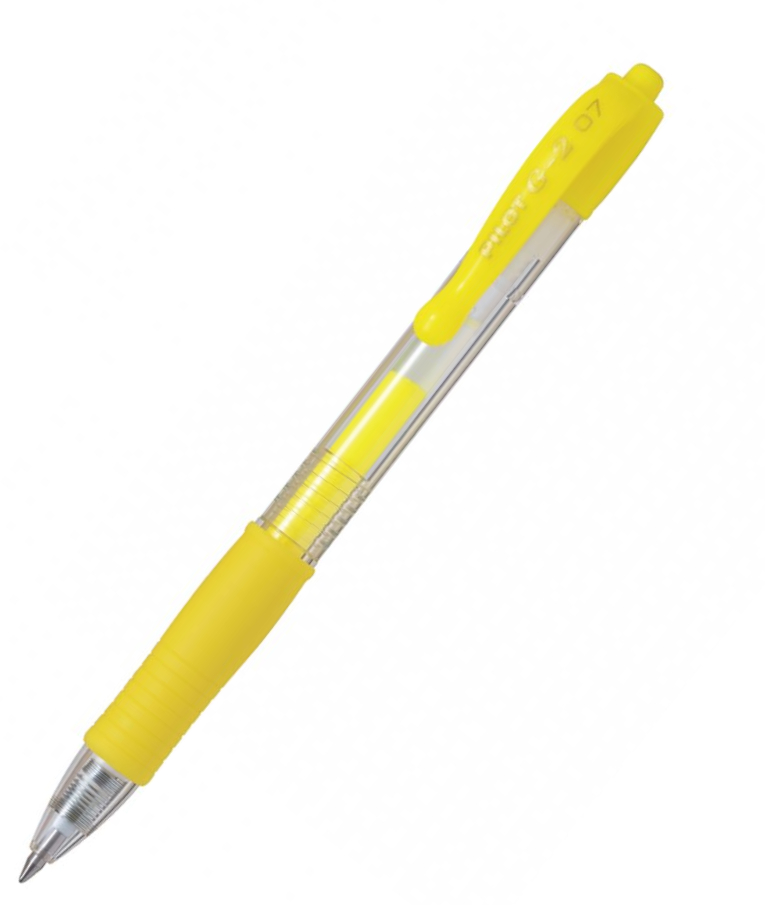 Στυλό Pilot G-2 0.7 Neon Κίτρινο Roller Ball Pen Fine Neon Yellow και Κουμπί BL-G2-7-NY