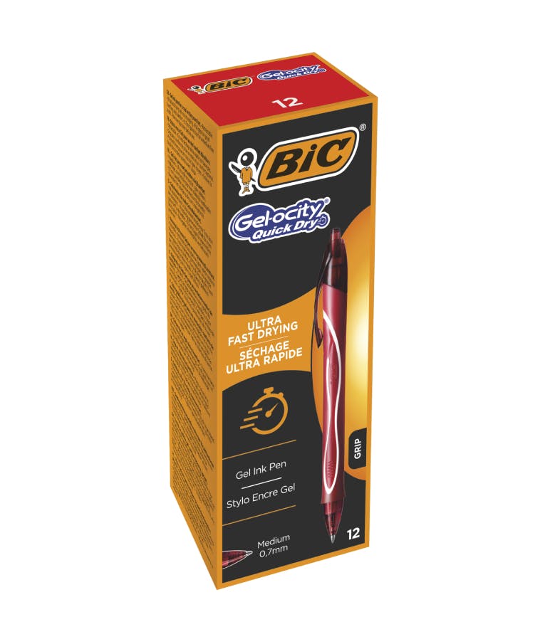 BIC - Bic Στυλό 0.7mm με Κόκκινο Mελάνι Gel-ocity Quick Dry με Grip 949874