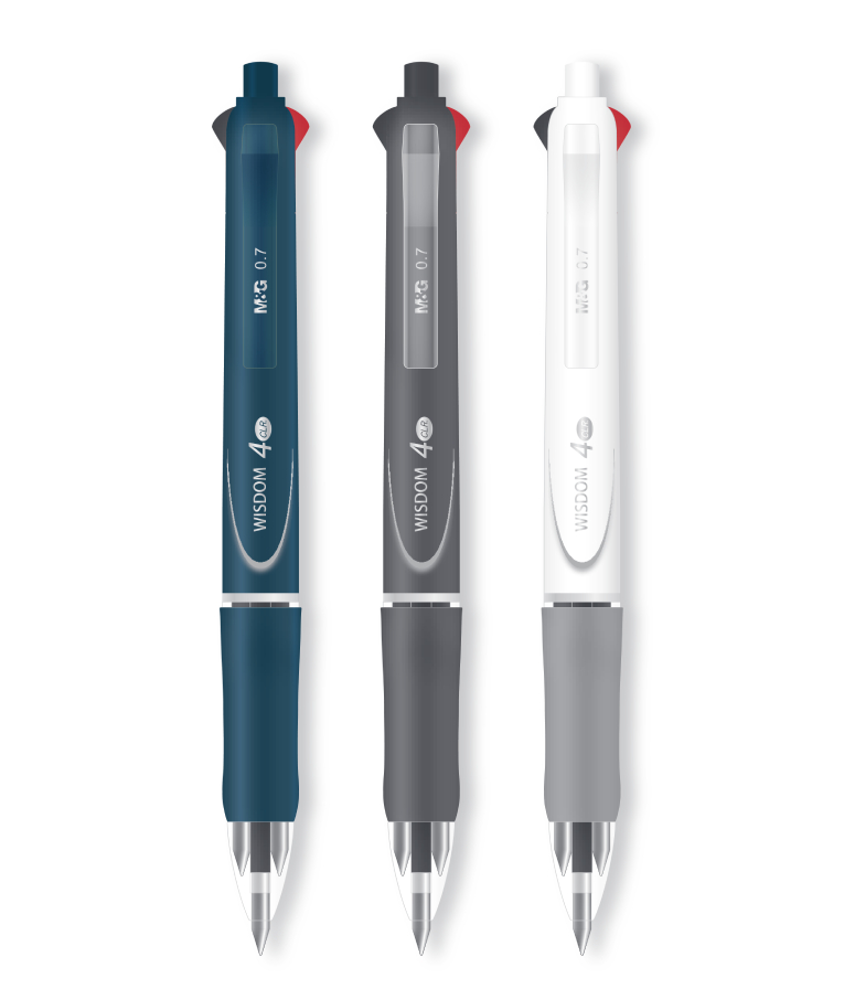 M&G -  Στυλό WISDOM με 4 Χρώματα (Μπλε, Μαύρο, Κόκκινο, Πράσινο) Semi-gel Ball Pen 4 Colors 0.7mm ABP803R4