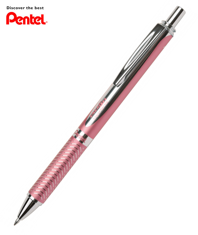 PENTEL -  Στυλό Energel Alloy RT Μεταλικό Χρώμα Ροζ με κουμπί 0.7 Metal Tip Υγρής Μελάνης Μαύρο με Ανταλλακτικό σε Μπλε BL407P-A
