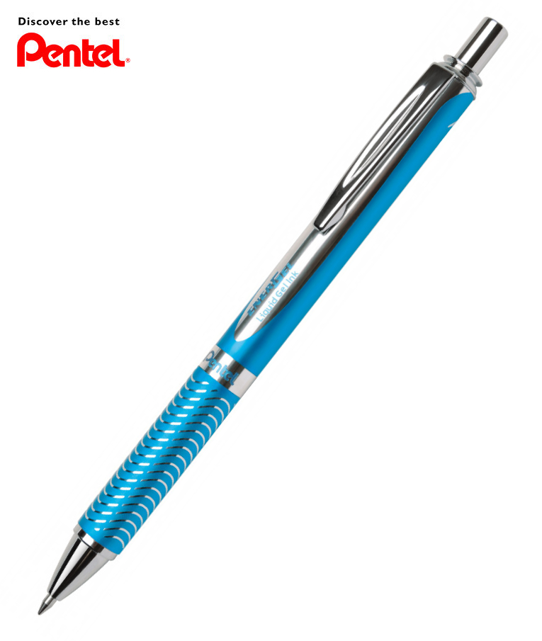 PENTEL -  Στυλό Energel Alloy RT Μεταλικό Χρώμα Μπλε με κουμπί 0.7 Metal Tip Υγρής Μελάνης Μαύρο με Ανταλλακτικό σε Μπλε BL407S-A