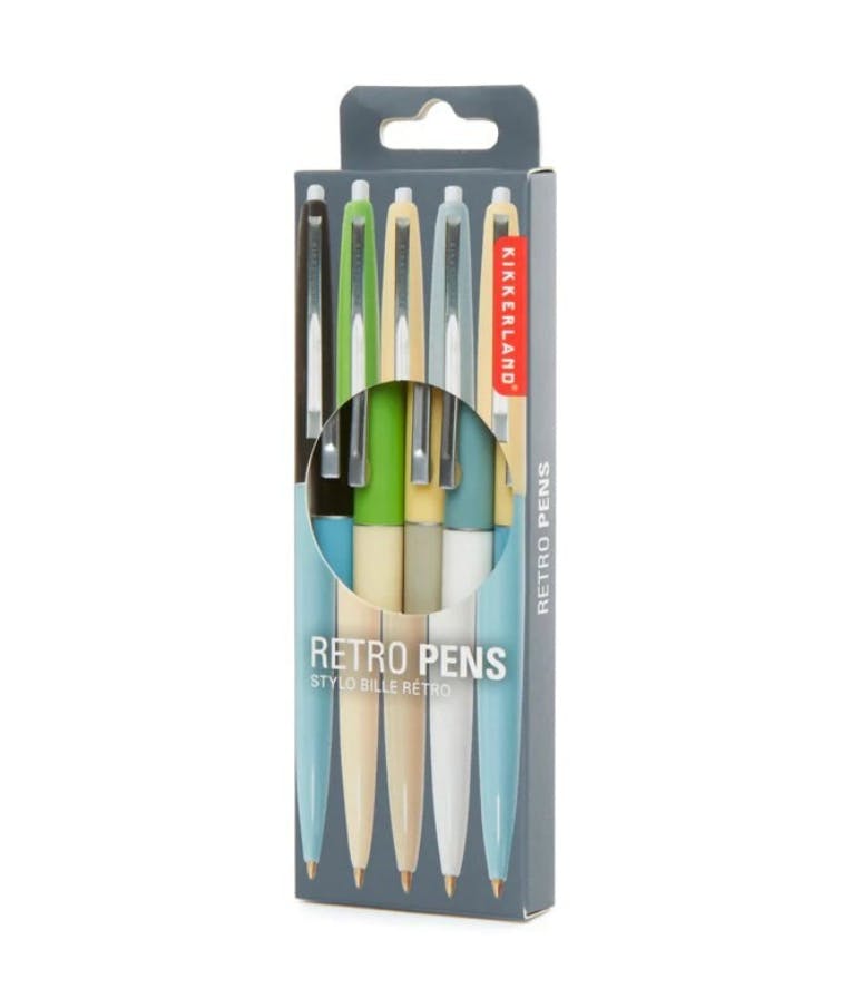 KIKKERLAND -  Retro Pens Set of  - Σετ 5 Στυλό Retro Medium 1mm Μαύρο Μελάνι  4308-Α