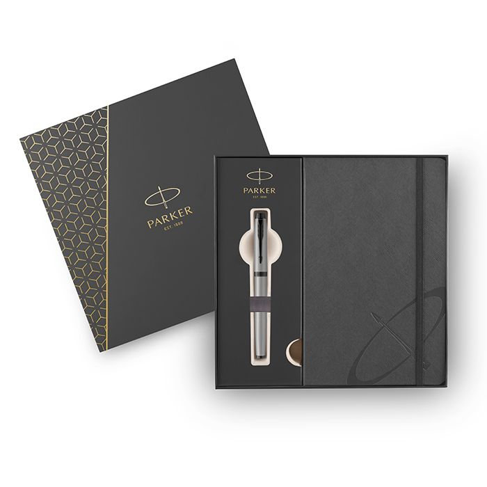 PARKER - Parker IM Core Metal Grey Ring Set Rollerball and Notebook - Σετ Στυλό Rollerball και Σημειωματάριο