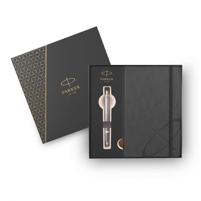 PARKER - P I.M RITUALS T.GREY GIFT SET Στυλό Parker σε Γκρι Χρώμα και Α5 Σημειωματάριο Ριγέ με Λάστιχο Μάυρο  1159.2303.51 2196931