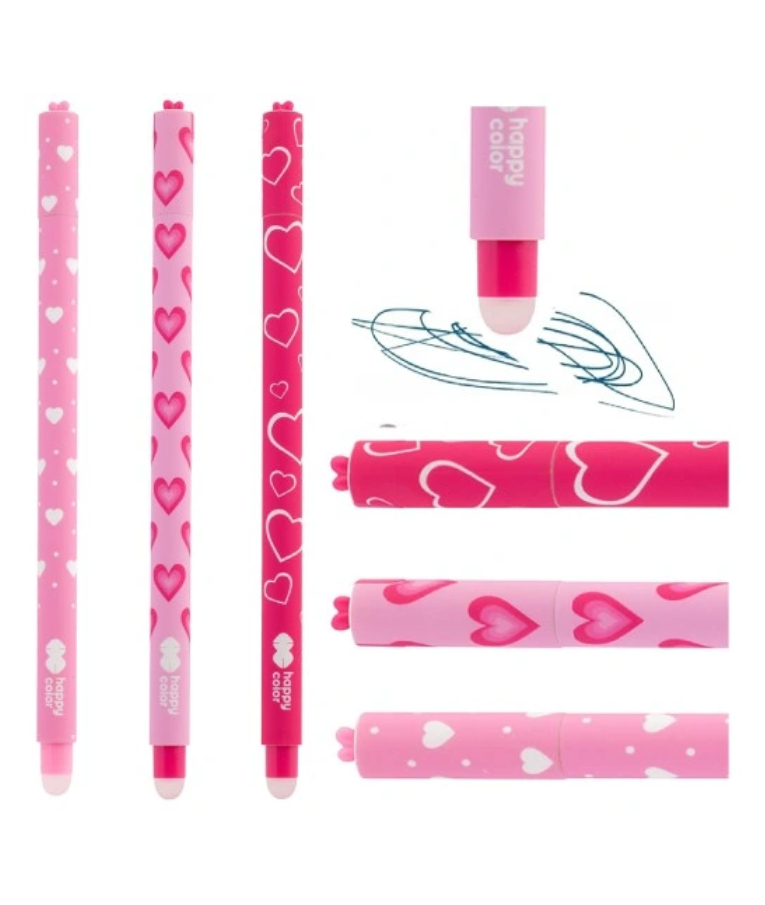 M&G - Happy Color Erasable Gel Pen Hearts Καρδιές Στυλό που Σβήνει Μπλε Μελάνι 0.5mm