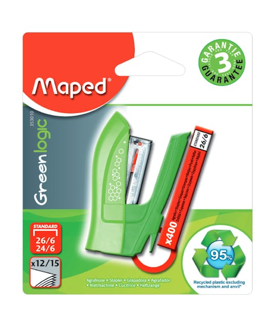 MAPED - Maped Greenlogic Συρραπτικό Χειρός με Δυνατότητα Συρραφής έως 15 Φύλλα Pocket + 400 συρματα (26/6 & 24/6) 353010