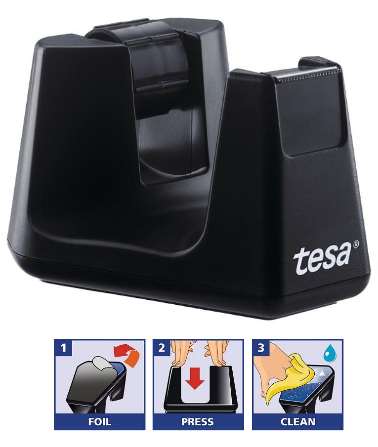 TESA - tesa Βάση Κολλητικής Ταινίας Γραφείου (Σελοτειπ) Μαυρη Κενή  Easy Cut & Anti-Slip με Σιλικόνη 53902-00000