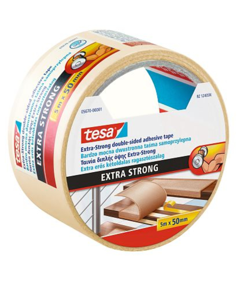TESA - tesa Extra Strong Διπλής Όψης Κολλητική Ταινία | Double Sided Tape 50 mm x 10 M 05671-00001