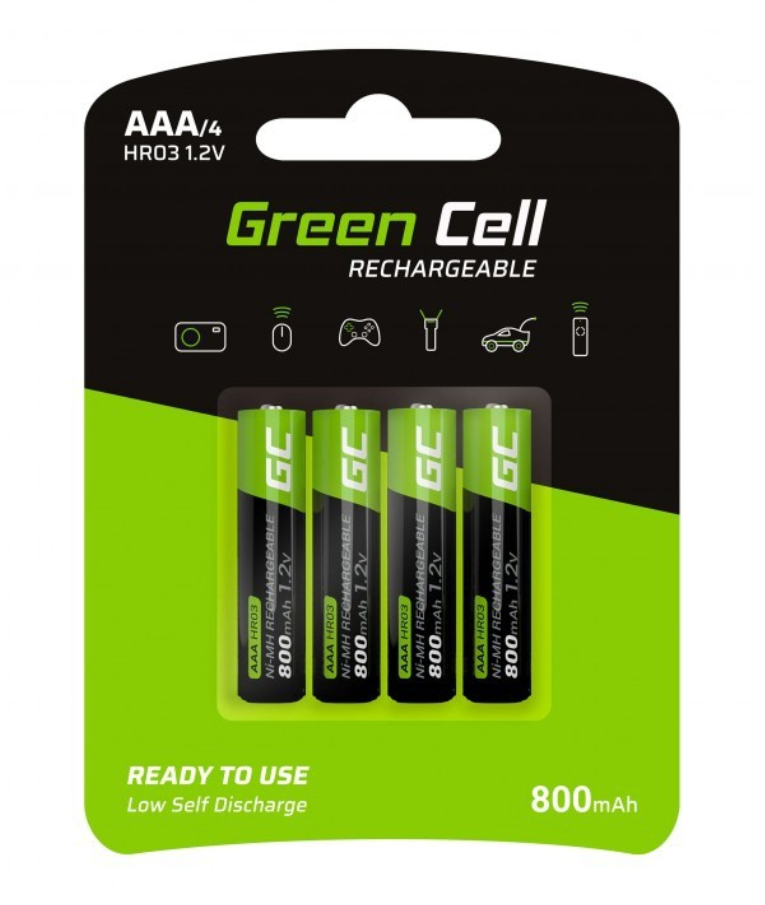  - Μπαταρία Επαναφορτιζόμενη Green Cell GR04 800 mAh size AAA HR033 1.2V Τεμ. 4