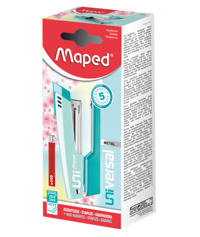 MAPED - Maped Office Universal Metal Half Strip 26/6 - 24/6  Συρραπτικό Χειρός Pastel για 20-25 σελίδες 354301