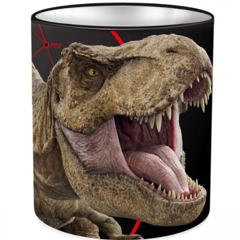 Μολυβοθήκη Μεταλλική Μαύρη Στρογγυλή JURASSIC Roarrr 10 εκ διάμετρος  χ 11 υψος 570922