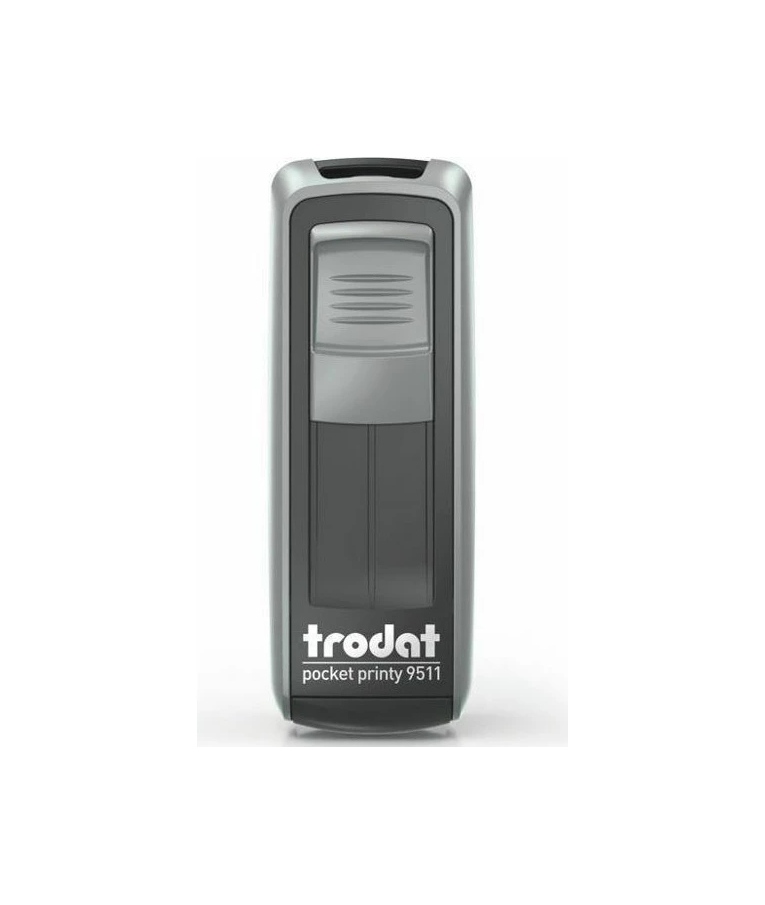 TRODAT - Σφραγίδα  Pocket Printy 9512 Ασημί Σώμα με Ταμπόν - Μελάνι Μαύρο διάσταση 47x18 mm 149204
