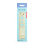  3 in 1 Metal Ruler Gold - Μεταλλικός Χάρακας Χρυσός 3 σε 1 (Χάρακας, στένσιλ και Σελιδοδείκτης)  ΙΝΚ07