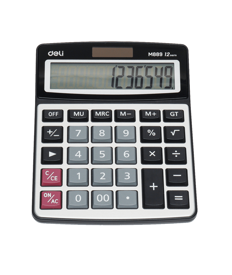 Deli Calculator EM889 Αριθμομηχανή Κομπιουτεράκι 12 ψηφίων Ηλίου/Μπαταρίας Ασημί 231.410548
