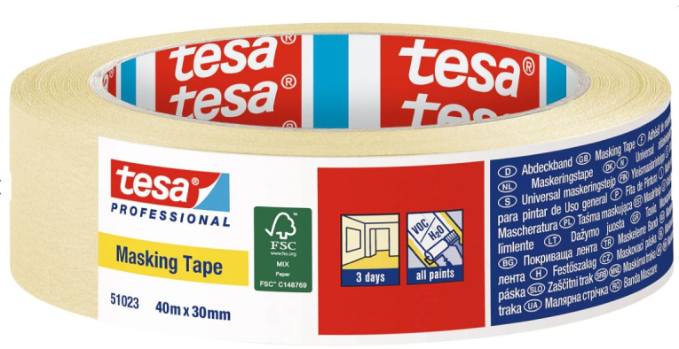 tesa Professional Masking Tape Ταινία Μασκαρίσματος - Χαρτοταινία Μπεζ 30 mm x 40 M 51023-00013