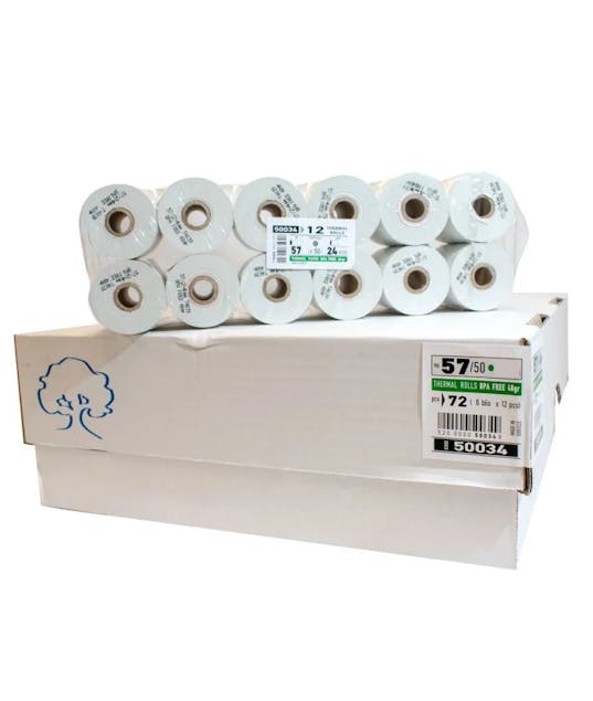 TYPOTRUST - Χαρτοταινία 57x50 θερμική κουτί με 72 ρολά, (57mm x 25m) 50034 57*50