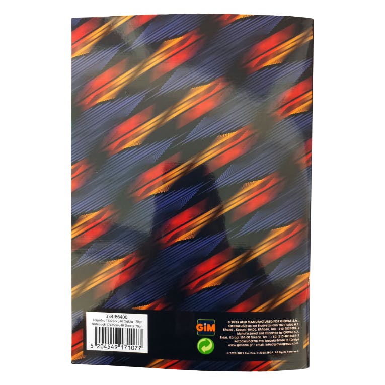 GIM - 40Φ Notebook Τετράδιο Καρφίτσα SONIC 3 THE HEDGEHOG  Ριγέ Β5 17x25cm   Gim 334-86400