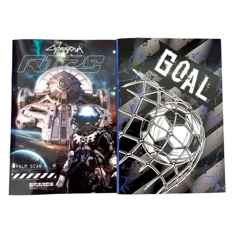 GIM - 40Φ Notebook Τετράδιο Καρφίτσα FOOTBALL - SPACEMAN  Ριγέ Β5 17x25cm   Gim 357-23400